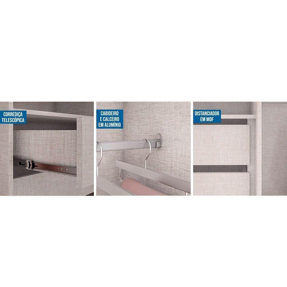 Guarda Roupa Solteiro 4 Portas e 2 Gavetas Alonzo Plus Rovere/Amêndoa - Lopas - 6