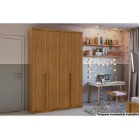 Guarda Roupa Solteiro 4 Portas e 2 Gavetas Alonzo Plus Rovere/Amêndoa - Lopas - 1