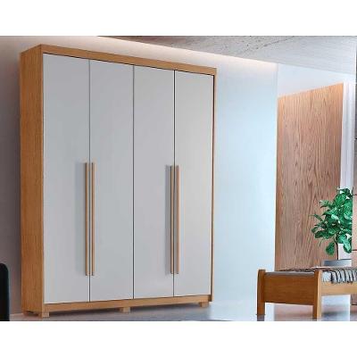 Guarda Roupa Solteiro Hawaii 4 Portas de Abrir 2 Gavetas Naturale-off White Rufato