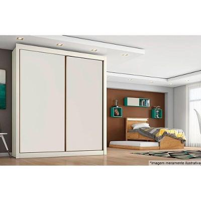 Guarda Roupa Solteiro Zurique 2 Portas de Correr 4 Gavetas Braúna-off White MDF