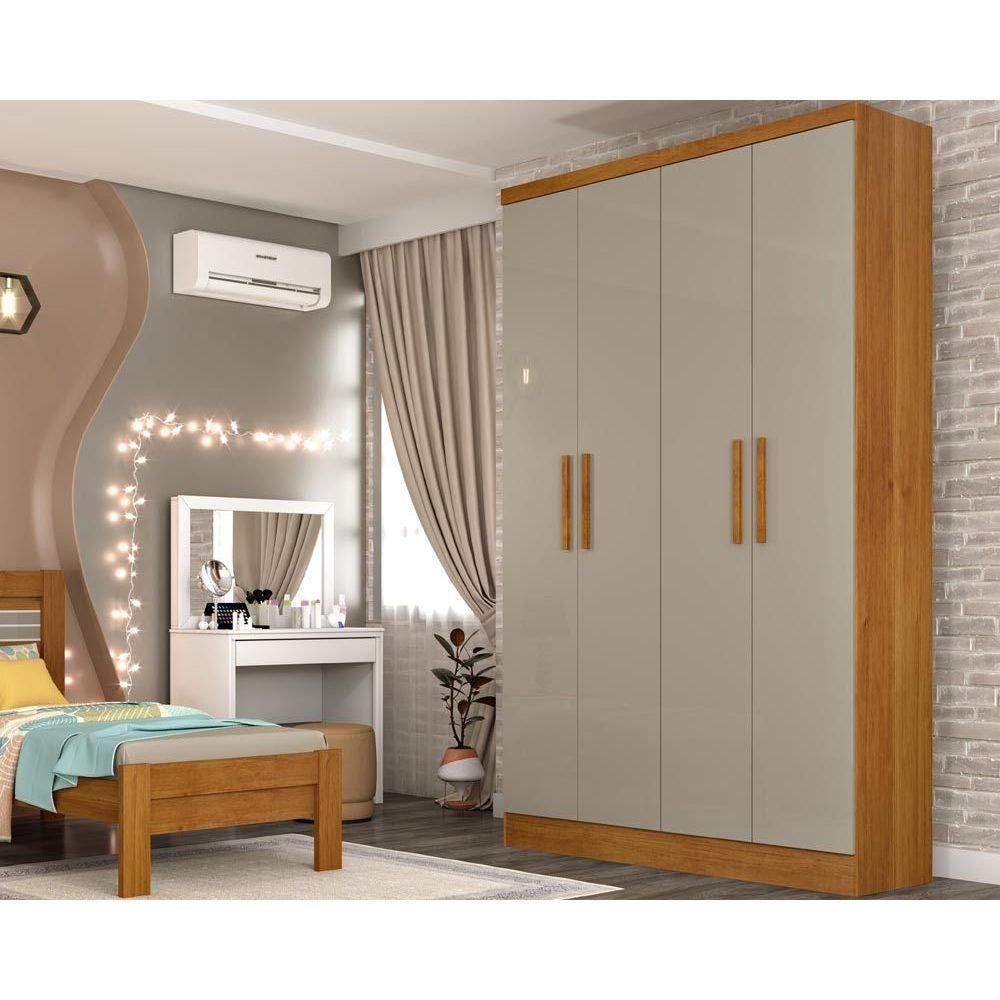 Guarda Roupa Solteiro 4 Portas e 2 Gavetas Amsterdam Cinamomo/Off White - Tcil Móveis - 1