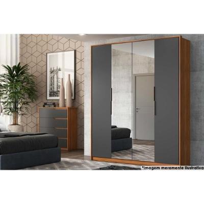 Guarda Roupa Solteiro Attore Amendola 4 Portas de Abrir 3 Gavetas grafito