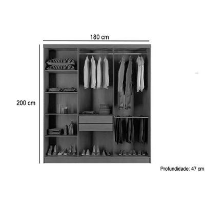 Guarda Roupa Solteiro Hawaii Naturale 6 Portas de Abrir 2 Gavetas Naturale Rufato