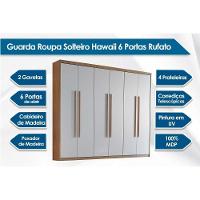 Guarda Roupa Solteiro 6 Portas e 2 Gavetas Hawaii Naturale/Off White - Rufato - 3
