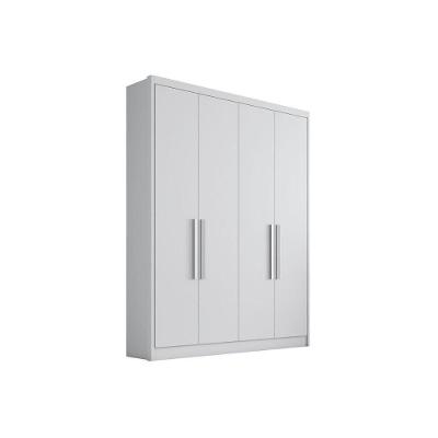 Guarda Roupa Solteiro Moderni 4 Portas de Abrir 3 Gavetas Branco MDF Novo Horizonte