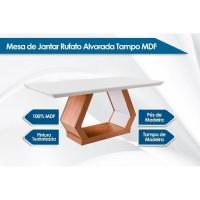 Mesa de Sala Jantar Alvorada c/Tampo Madeirado Canto Reto 180x90cm Imbuia/Off White - Rufato - 3