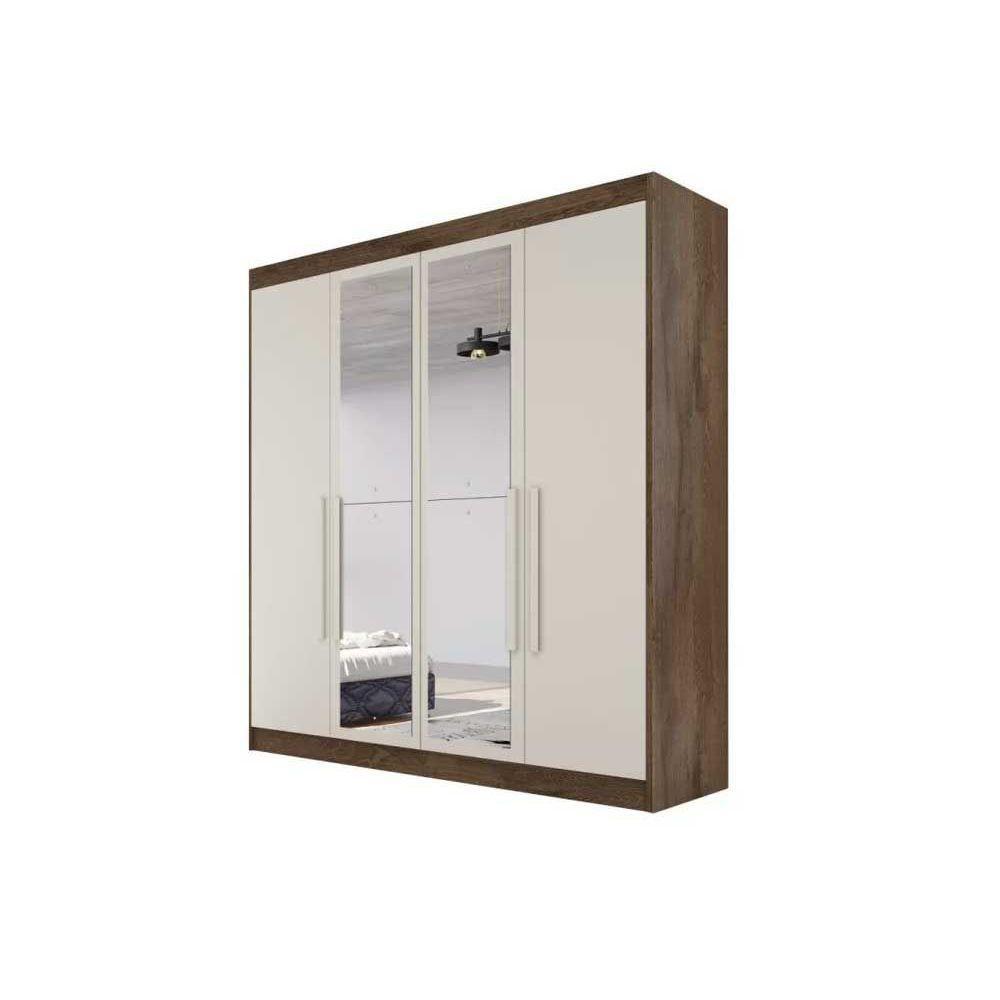 Guarda Roupa Solteiro 3 Gavetas e 4 Portas c/2 Espelho Nantes Braúna - Europa - 4