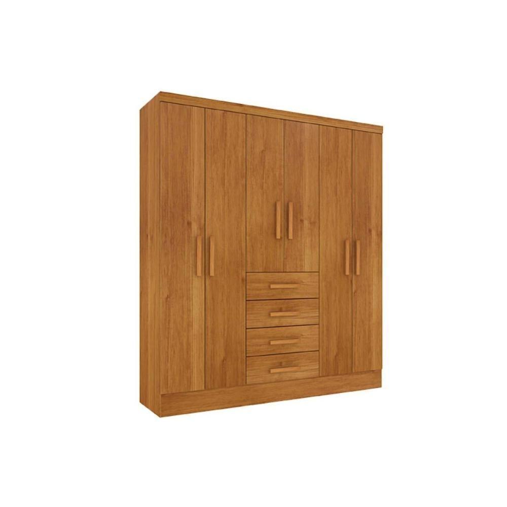 Guarda Roupa Solteiro 6 Portas e 4 Gavetas Arizona Cinamomo - Tcil Móveis - 1