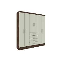 Guarda Roupa Solteiro 6 Portas e 4 Gavetas Arizona Cinamomo - Tcil Móveis - 8