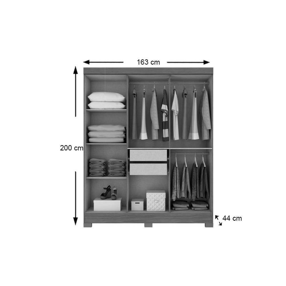 Guarda Roupa Solteiro 6 Portas e 2 Gavetas c/ Pés Briz B73 Nature/Off White - Henn - 4