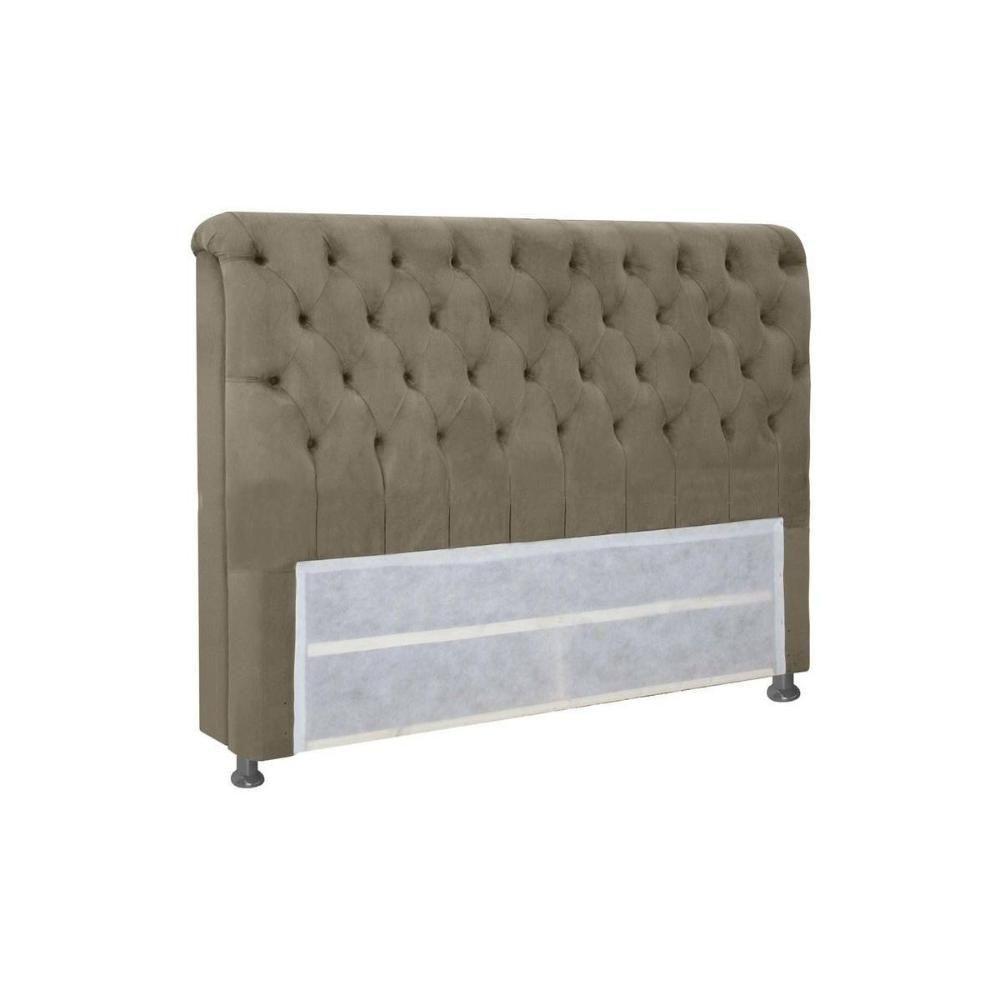 Cabeceira Cama Box Estofada Casal Casal Imperatriz Plus Suede Marrom Taupe - Simbal - 1