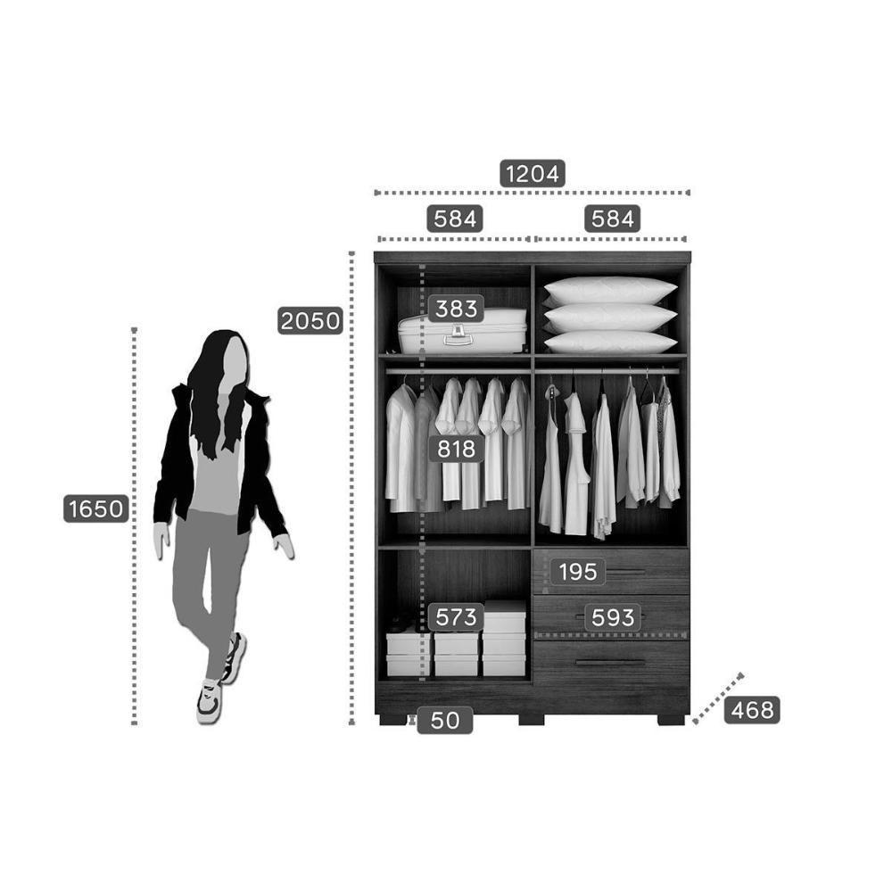 Guarda Roupa Solteiro 4 Portas e 3 Gavetas c/Pés Encant Freijo Cumaru c/ Fendi - Novo Horizonte - 2