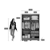 Guarda Roupa Solteiro 4 Portas e 2 Gavetas c/ Espelho e Pés Milly Freijo Cumaru c/ Fendi - Novo Horizonte - 2