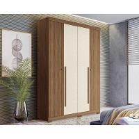 Guarda Roupa Solteiro 4 Portas e 2 Gavetas c/ Pés Buriti jatoba/Areia - Santos Andirá - 1