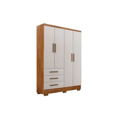Guarda Roupa Solteiro Encant 3 Portas de Bater 3 Gavetas Freijo Cumaru c- Fendi MDP