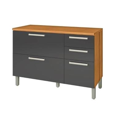 Balcão de Cozinha Burguesa p/Pia Premium 2 Portas e 3 Gavetas c/ Tampo 120cm Freijo/Grafite - Nesher