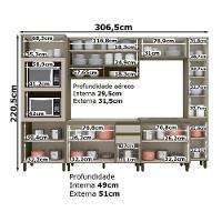 Cozinha Completa Connect 7 Peças (2 Aéreos+2balcões+2paneleiro+1complemento) S-pia Duna-cristal