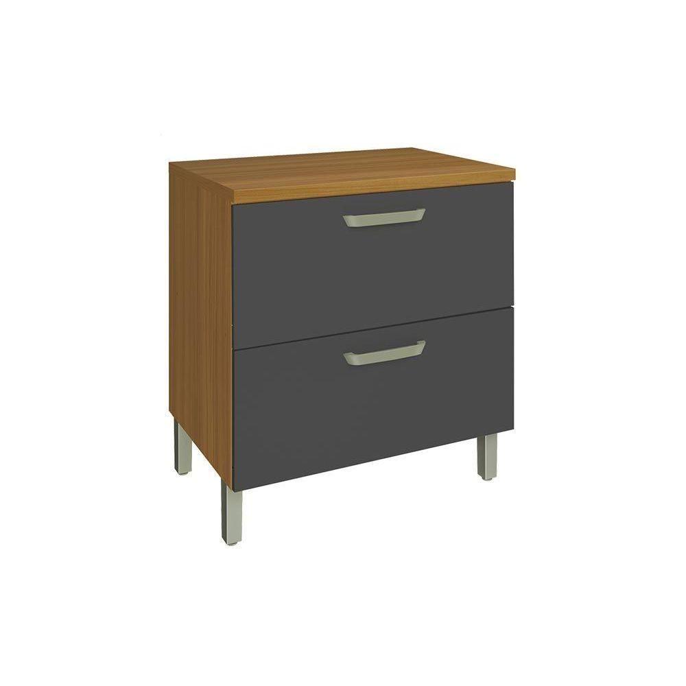 Balcão de Cozinha Princesa 1 Porta Basculante e 1 Gaveta c/ Tampo 80cm Freijo/Grafite - Nesher - 1