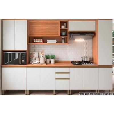 Cozinha Completa Thela Macadâmia 10 Portas 3 Gavetas Madeira Branco
