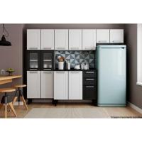 Balcão de Cozinha Múltipla 6114 3 Portas 2 Gavetas c/Tampo 105cm Branco/Preto - Bertolini - 2