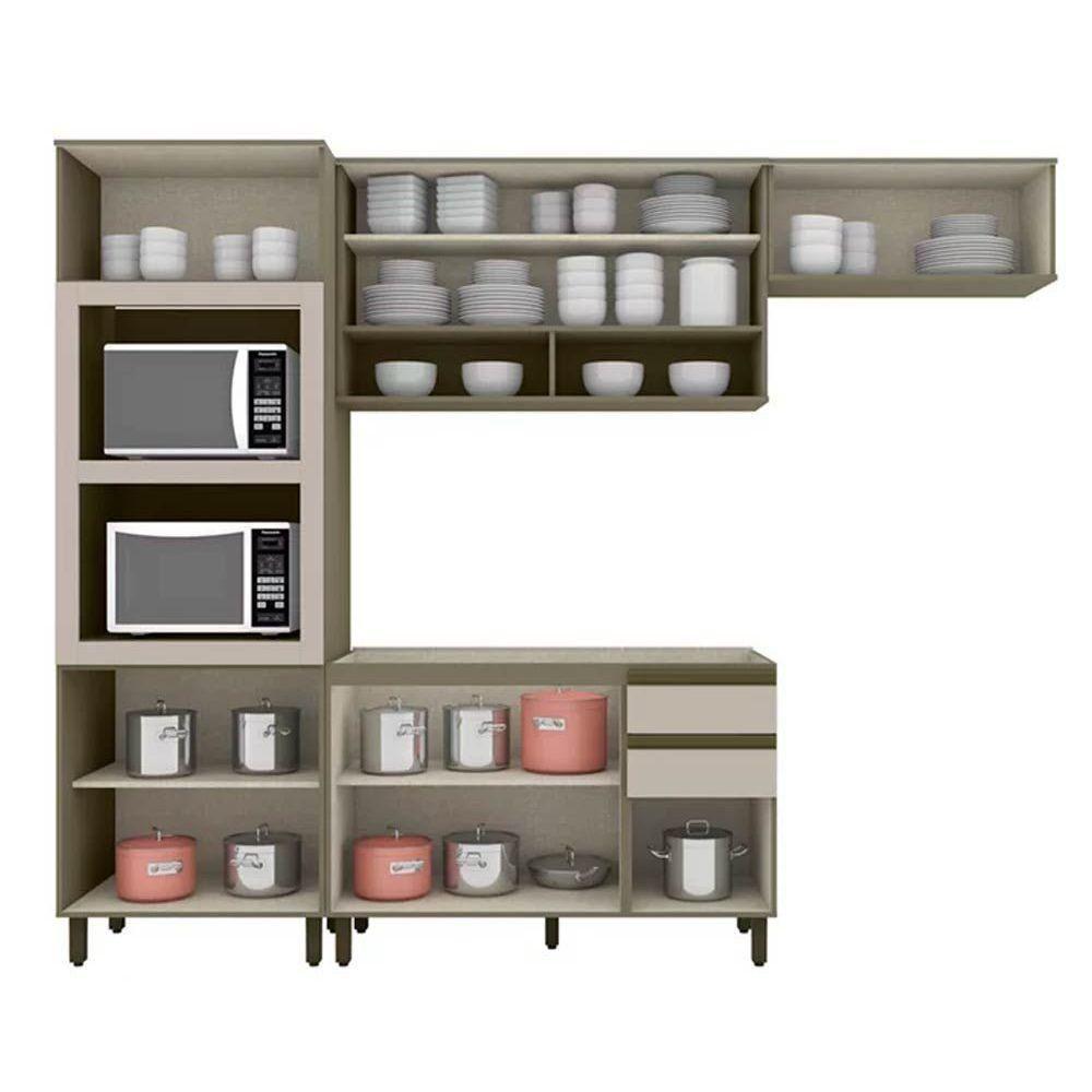 Cozinha Completa Connect 4 Peças (2Aéreo+1Paneleiros+1Balcão) s/Pia CPT98 Duna/Cristal - Henn - 7