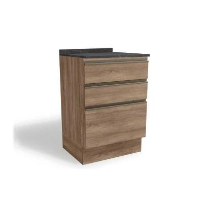 Balcão De Cozinha Maxxi G743 3 Gavetas C/tampo 60cm Nogal/cinzel - Kappesberg