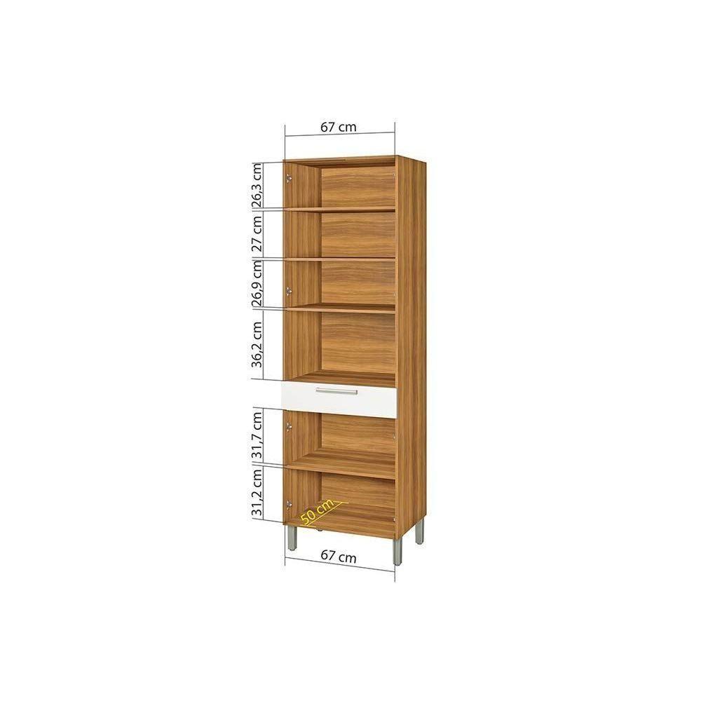 Paneleiro de Cozinha Burguesa 1Forno c/ 4 Portas Ratan e 1 Gaveta 70cm Freijo/Grafite - Nesher - 5