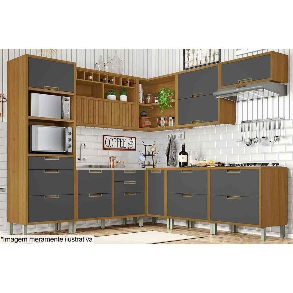 Balcão de Cozinha Imperatriz 1 Porta e 1 Gaveta c/ Tampo 80cm Freijo/Off White - Nesher - 4