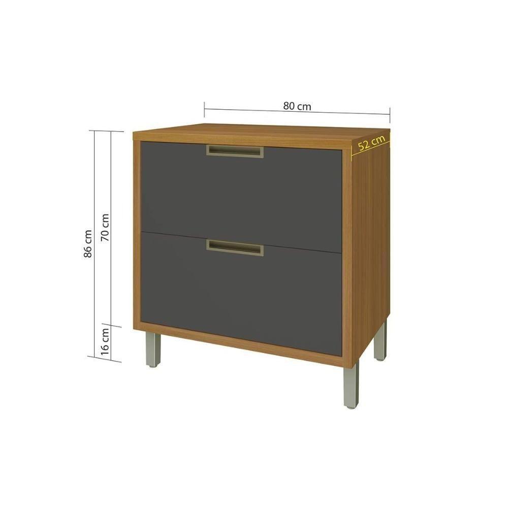 Balcão de Cozinha Imperatriz 1 Porta e 1 Gaveta c/ Tampo 80cm Freijo/Off White - Nesher - 6