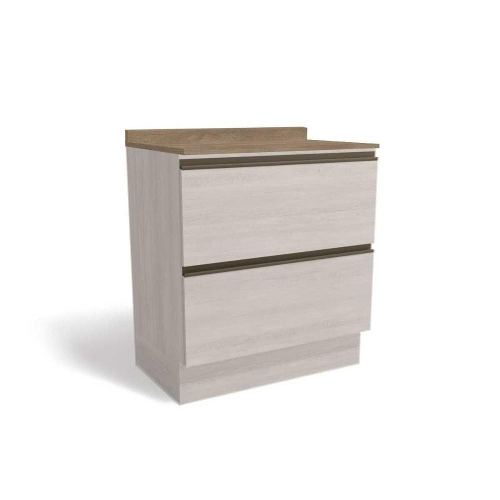 Balcão de Cozinha Maxxi G755 2 Gavetas c/Tampo 80cm Branco/Nogal - Kappesberg - 1