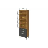 Paneleiro De Cozinha Princesa Torre Quente C/ 2 Portas E 3 Gavetas 64cm Freijo/off White - Nesher - 5