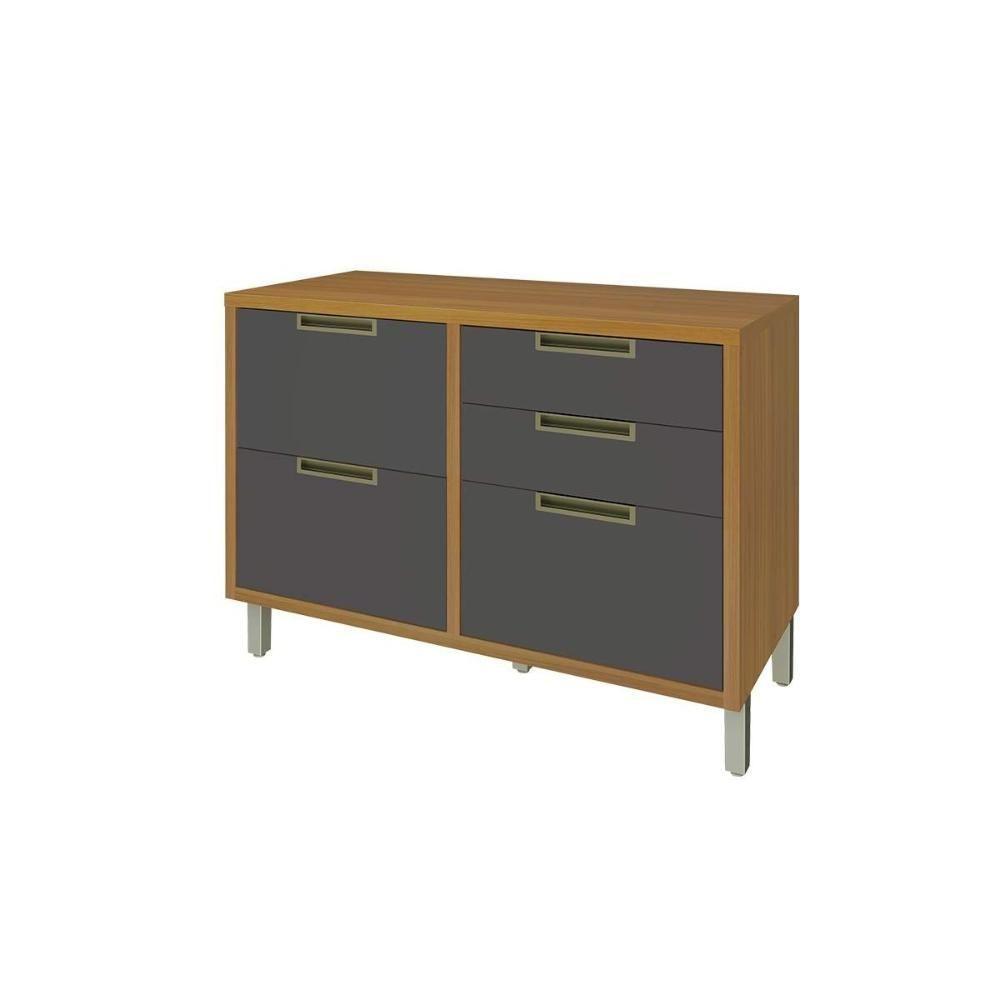 Balcão De Cozinha Baronesa P/pia C/4gavetas E 1 Portas Basculante C/tampo 120cm Freijo/grafite - Nesher - 1