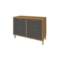 Balcão De Cozinha Baronesa P/pia C/4gavetas E 1 Portas Basculante C/tampo 120cm Freijo/grafite - Nesher - 1