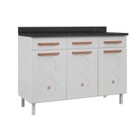 Balcão de Cozinha Mirage New Aço 3 Portas e 3 Gavetas c/Tampo 120cm Branco - Telasul - 1