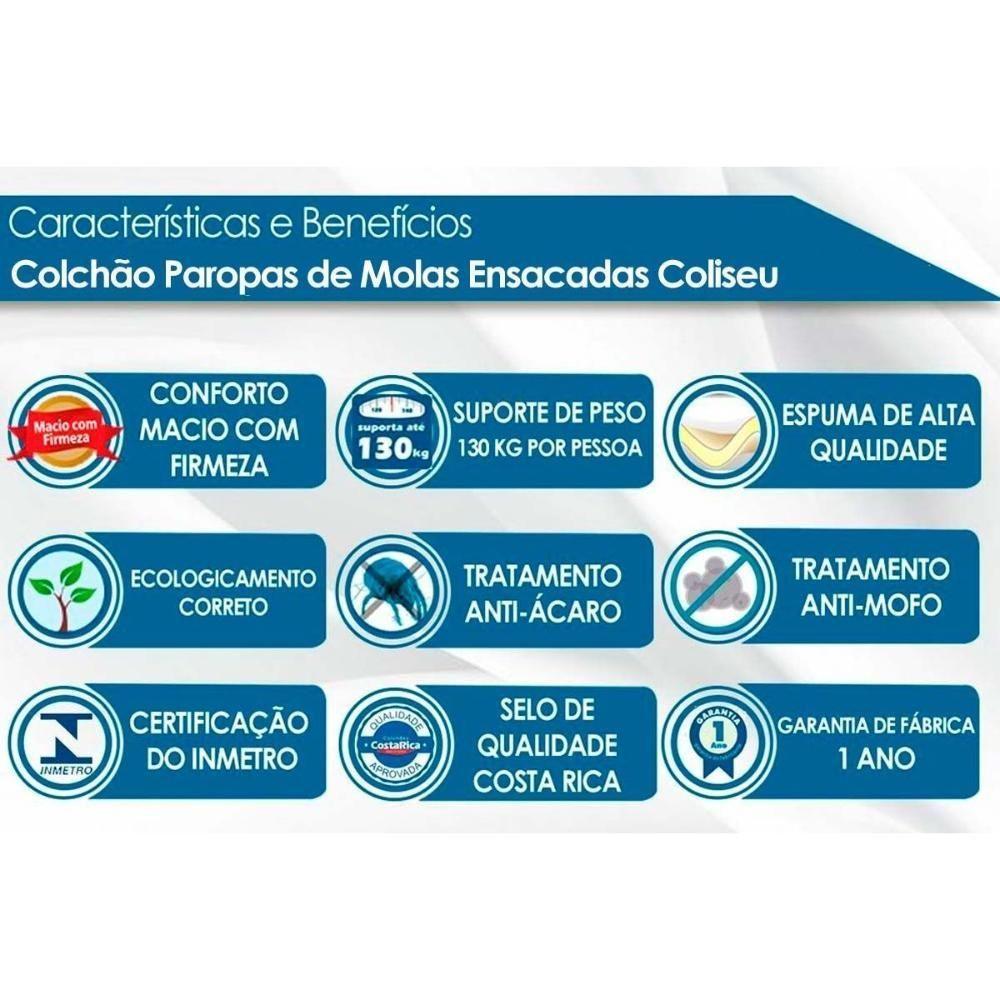 Colchão Solteiro Molas Ensacadas MasterPocket Coliseu Pillow Top (88x188x30) - Paropas - 2