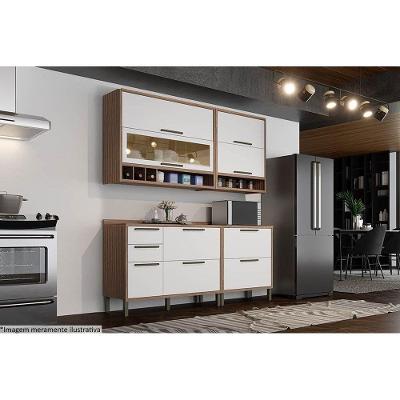 Cozinha Completa Syrah Kit 4 Peças MDF 200cm Sevilha e Branco