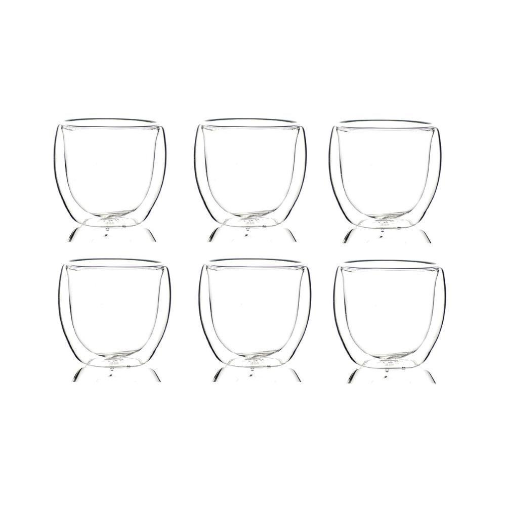 Jogo 6 Copos De Chá Café Parede Dupla 80ml Borossilicato - 1