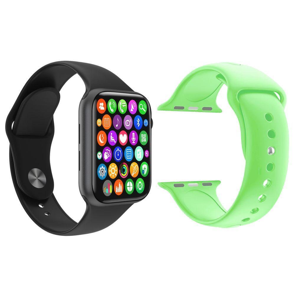 Kit 1 Relógio Smartwatch S Preto + 1 Pulseira Silicone Verde - 1