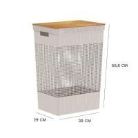 Cesto De Roupas Com Tampa De Bambu Grid Ou 49 Litros Cor:bege - 4