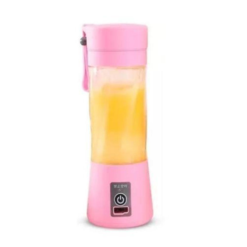 Mini Liquidificador Rosa Mixer Portatil 380Ml Usb - Rosa - 1