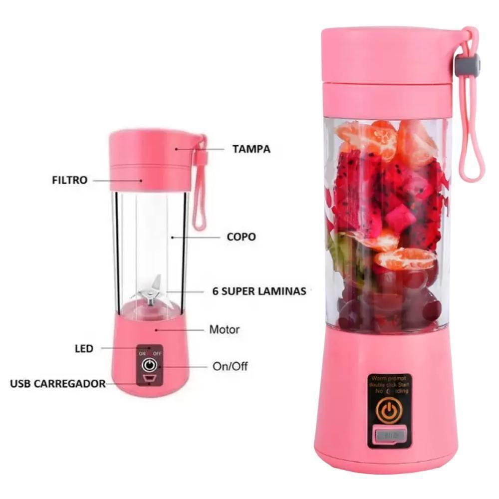 Mini Liquidificador Portátil Usb Recarregável Mixer (Rosa) - 5