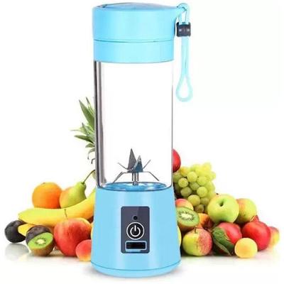 Mini Liquidificador Portátil Usb Recarregável Mixer 380ML Azul com 4 Lâminas