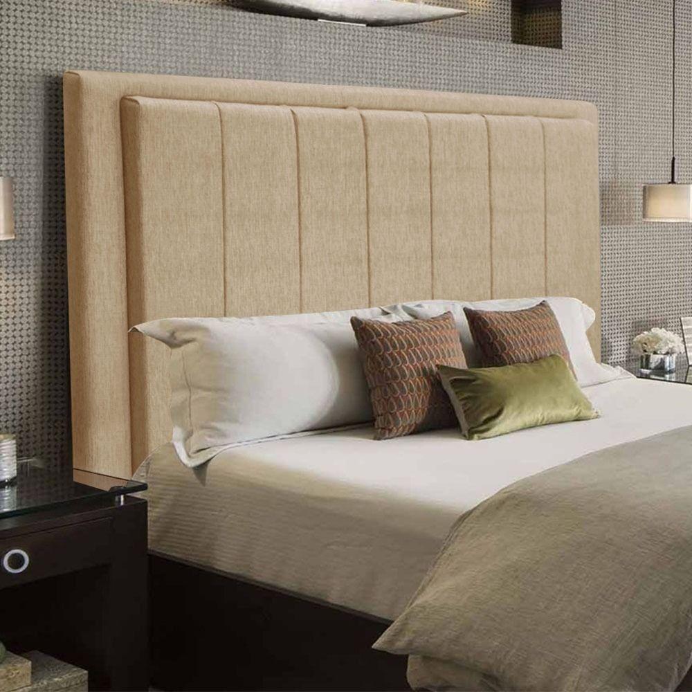 Cabeceira Opala Cama Box Queen 160cm Linho - Ssx Multicoisas Cor Bege Dourado - 1