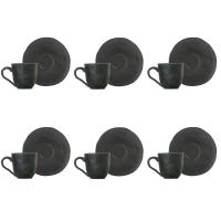 Conjunto De Xícara De Cafezinho Com Pires 06 Peças Orgânico Preto Matte Porto Brasil - 1