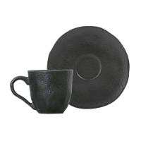 Conjunto De Xícara De Cafezinho Com Pires 06 Peças Orgânico Preto Matte Porto Brasil - 5