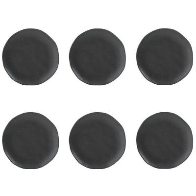 Conjunto de Pratos de Sobremesa Orgânico 6 Peças Cerâmica Preto Matte Porto Brasil