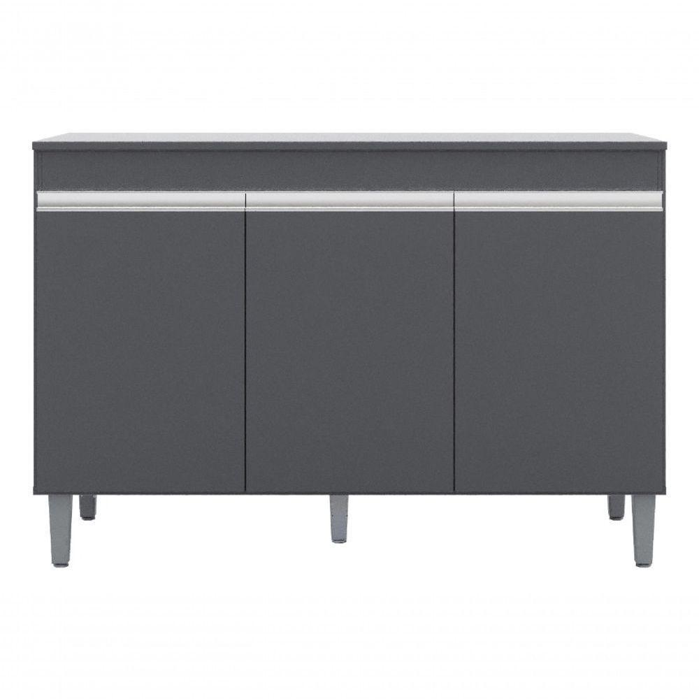 Balcão Gabinete De Pia Sem Tampo 120cm 3 Portas Manu - Ajl Móveis Cor Cinza - 1