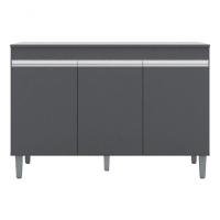 Balcão Gabinete De Pia Sem Tampo 120cm 3 Portas Manu - Ajl Móveis Cor Cinza - 1