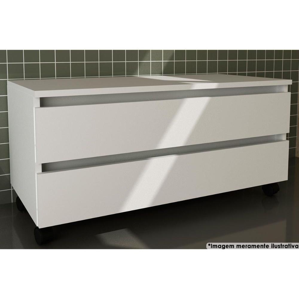 Bancada de Banheiro BN3603 2 Gavetas c/ Rodízio cor Branco - Tecno Mobili - 1