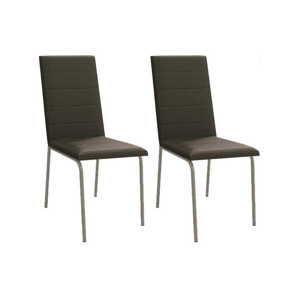 Cadeira de Cozinha Amsterdã 2C091 Aço Kit 2 Uni Niquel/Marrom 21 - Kappesberg - 1